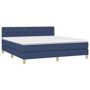 Box spring postel s matrací a LED modrá 160x200 cm textil - obrázek 4