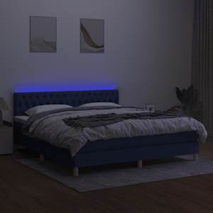 Box spring postel s matrací a LED modrá 160x200 cm textil - obrázek 5