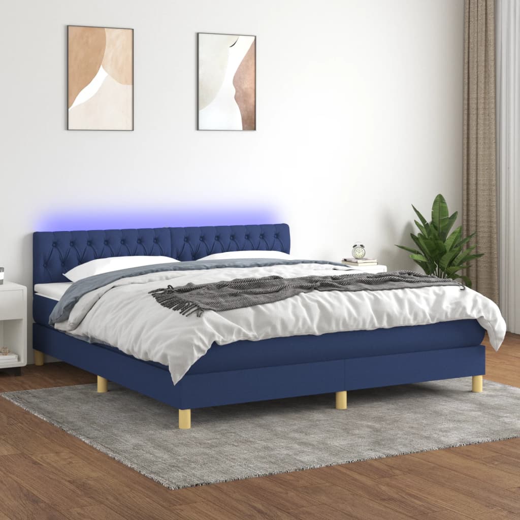  ΚΡΕΒΑΤΙ BOXSPRING ΜΕ ΣΤΡΩΜΑ & LED ΜΠΛΕ 160X200 ΕΚ. ΥΦΑΣΜΑΤΙΝΟ V-3133971