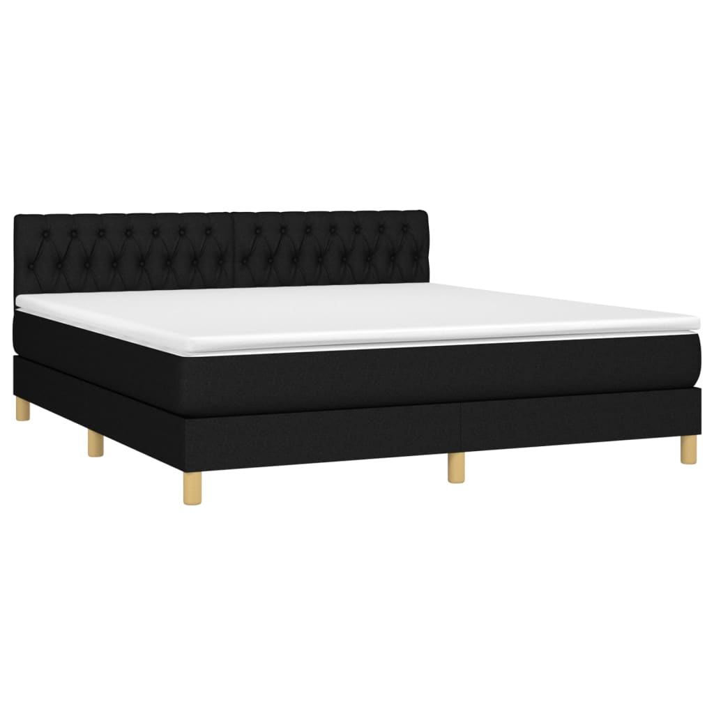 vidaXL Boxspring met matras en LED stof zwart 180x200 cm afbeelding