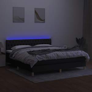 Box spring postel s matrací a LED černá 180x200 cm textil - obrázek 4