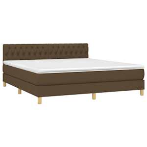 Box spring postel s matrací a LED tmavě hnědá 180x200 cm textil - obrázek 3