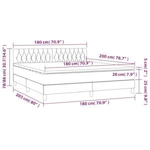 Box spring postel s matrací a LED taupe 180x200 cm textil - obrázek 8