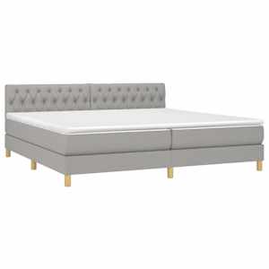 Box spring postel s matrací a LED světle šedá 200x200 cm textil - obrázek 3