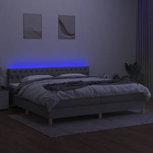 Box spring postel s matrací a LED světle šedá 200x200 cm textil - obrázek 4