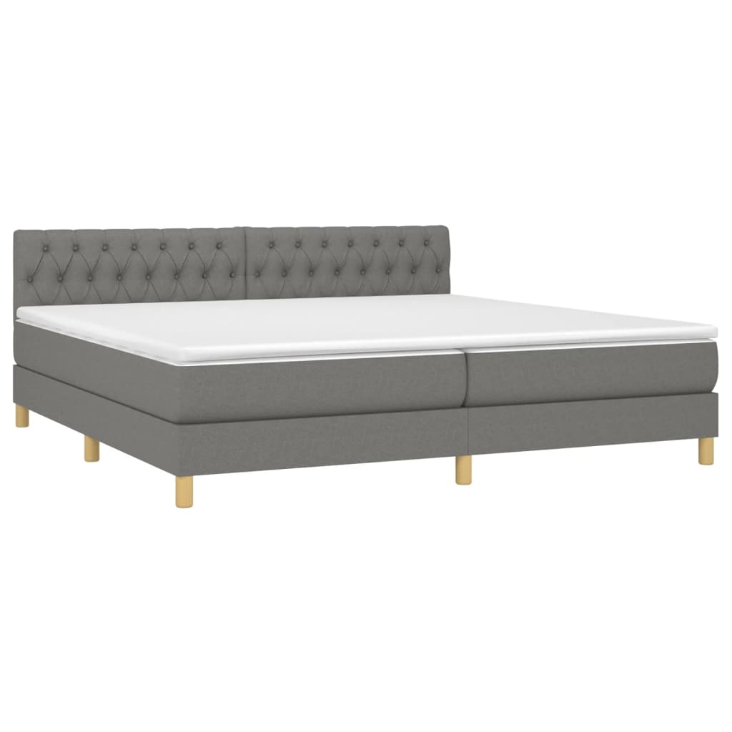 vidaXL Boxspring met matras en LED stof donkergrijs 200x200 cm afbeelding