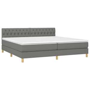 Box spring postel s matrací a LED tmavě šedá 200x200 cm textil - obrázek 3