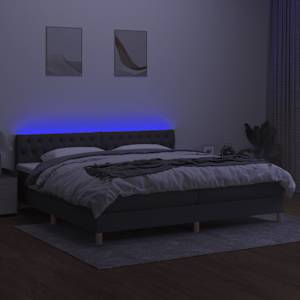 Box spring postel s matrací a LED tmavě šedá 200x200 cm textil - obrázek 4