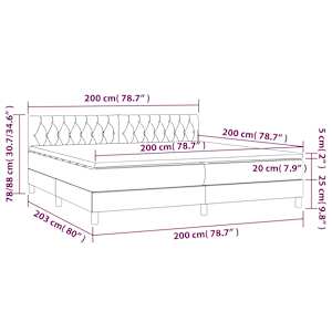 Box spring postel s matrací a LED tmavě šedá 200x200 cm textil - obrázek 8