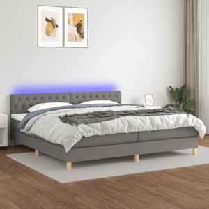 Box spring postel s matrací a LED tmavě šedá 200x200 cm textil - obrázek 1
