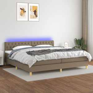 Box spring postel s matrací a LED taupe 200x200 cm textil - obrázek 1