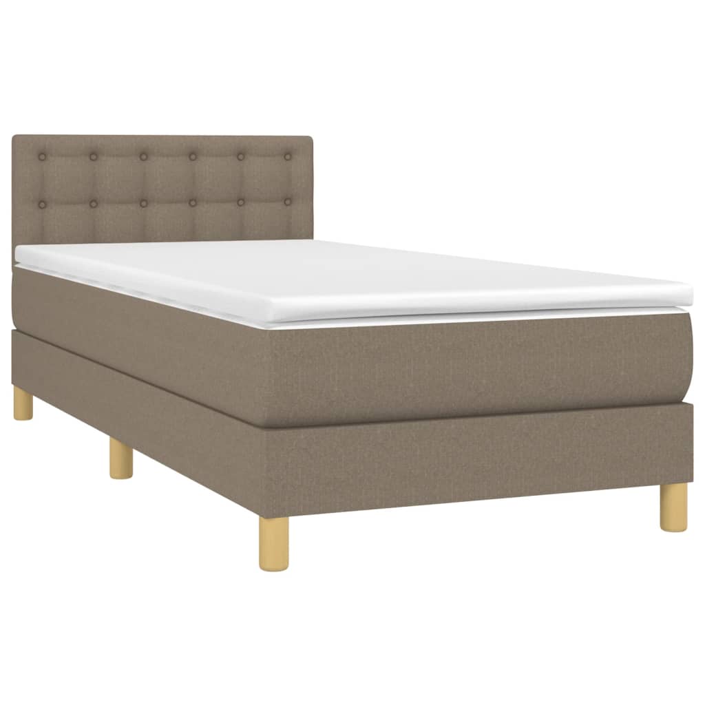 Box spring postelja z vzmetnico LED taupe 90x190 cm blago