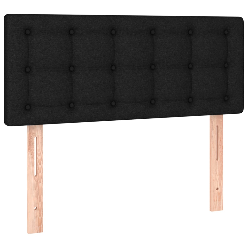 Fekete szövet rugós és LED-es ágy matraccal 90x200 cm 