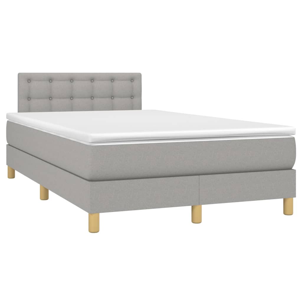 vidaXL Boxspring met matras en LED stof lichtgrijs 120x200 cm afbeelding