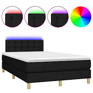 Box spring postel s matrací a LED černá 120 x 200 cm textil - obrázek 2