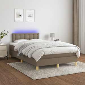 Box spring postel s matrací a LED taupe 120 x 200 cm textil - obrázek 1
