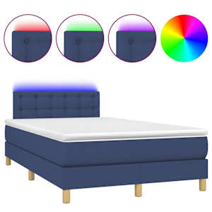 Box spring postel s matrací a LED modrá 120 x 200 cm textil - obrázek 2