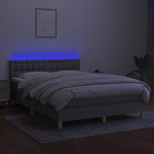 Box spring postel s matrací a LED světle šedá 140x190 cm textil - obrázek 4