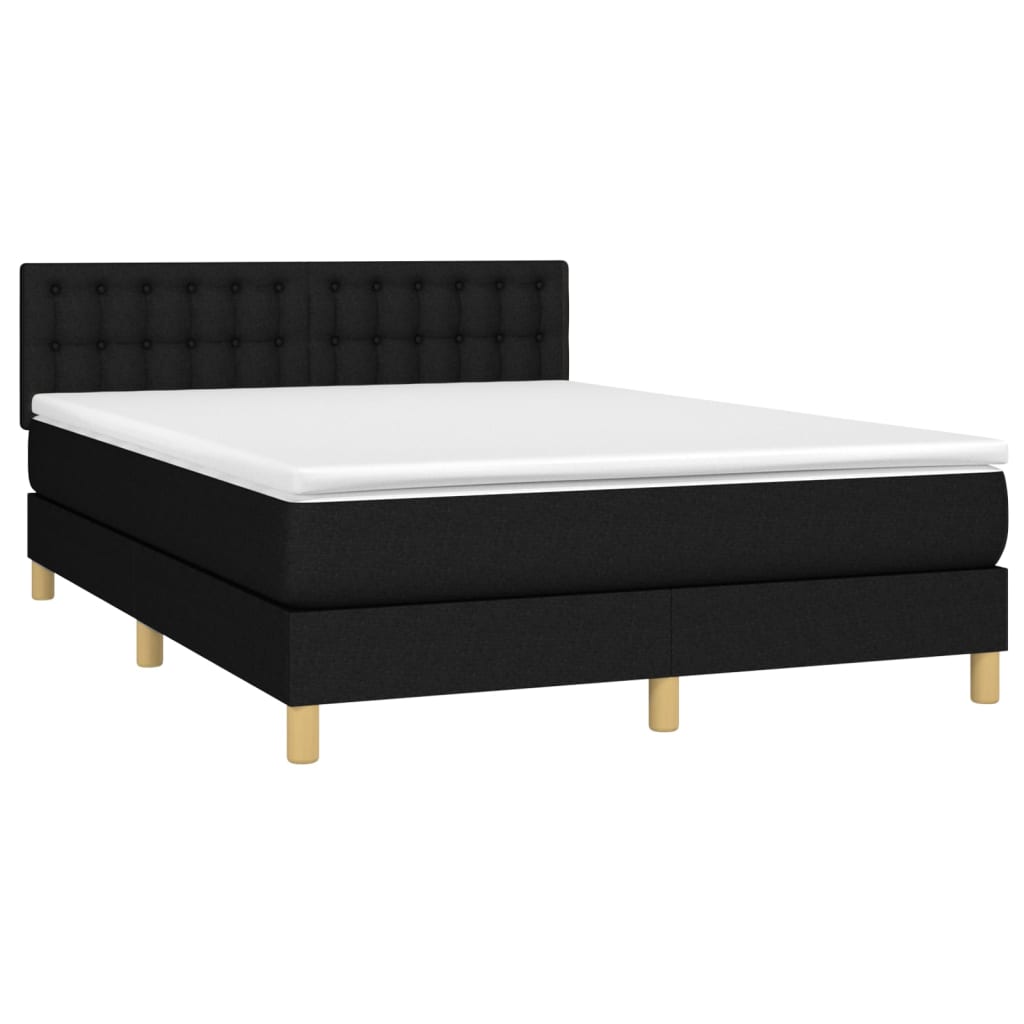 vidaXL Boxspring met matras en LED stof zwart 140x200 cm afbeelding
