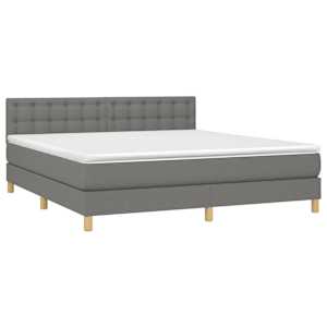 Box spring postel s matrací a LED tmavě šedá 160x200 cm textil - obrázek 3