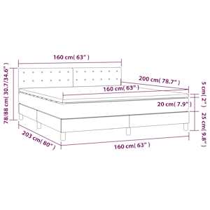 Box spring postel s matrací a LED černá 160x200 cm textil - obrázek 8