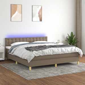 Box spring postel s matrací a LED taupe 160x200 cm textil - obrázek 1