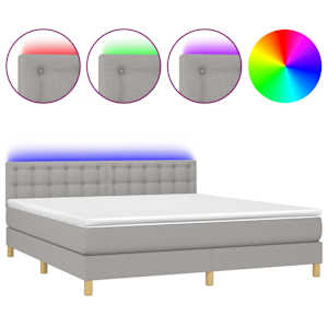 Box spring postel s matrací a LED světle šedá 180x200 cm textil - obrázek 2