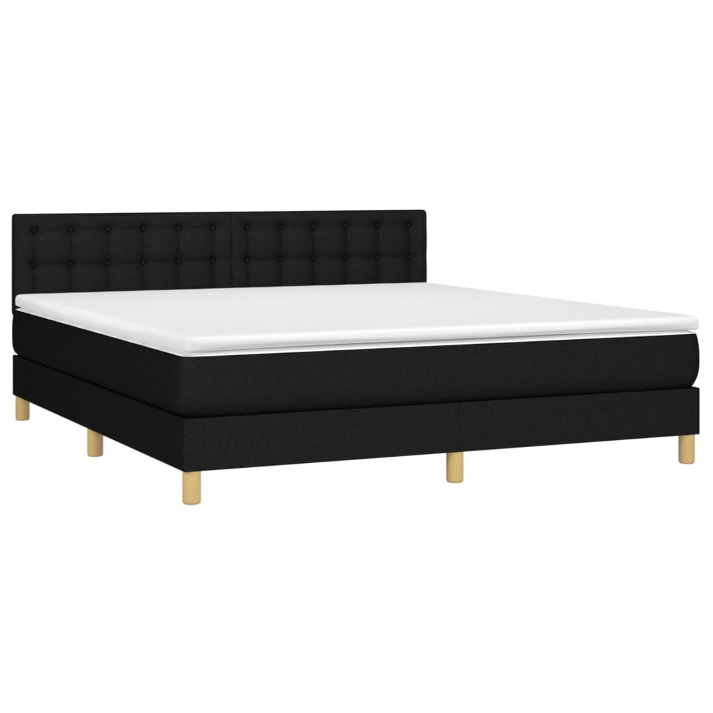 Thumbnail - vidaXL Boxspringbett mit Matratze & LED Schwarz 180x200 cm Stoff