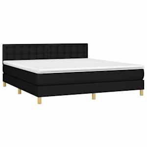 Box spring postel s matrací a LED černá 180x200 cm textil - obrázek 3