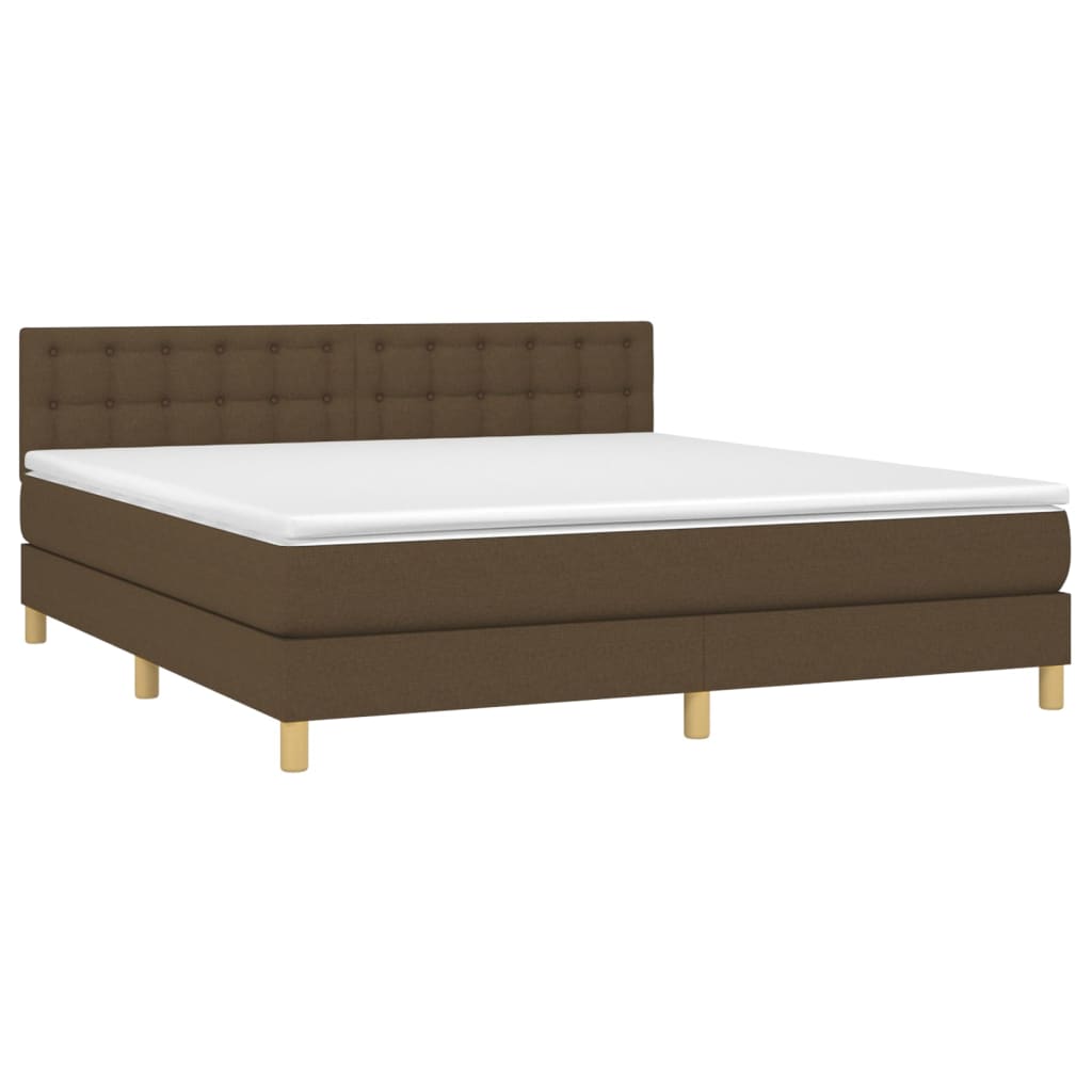 Thumbnail - vidaXL Boxspringbett mit Matratze & LED Dunkelbraun 180x200 cm Stoff
