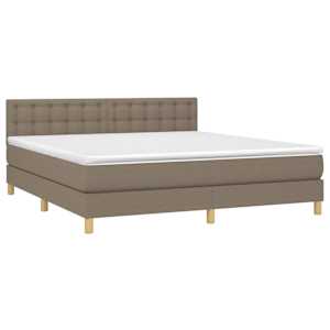 Box spring postel s matrací a LED taupe 180x200 cm textil - obrázek 3