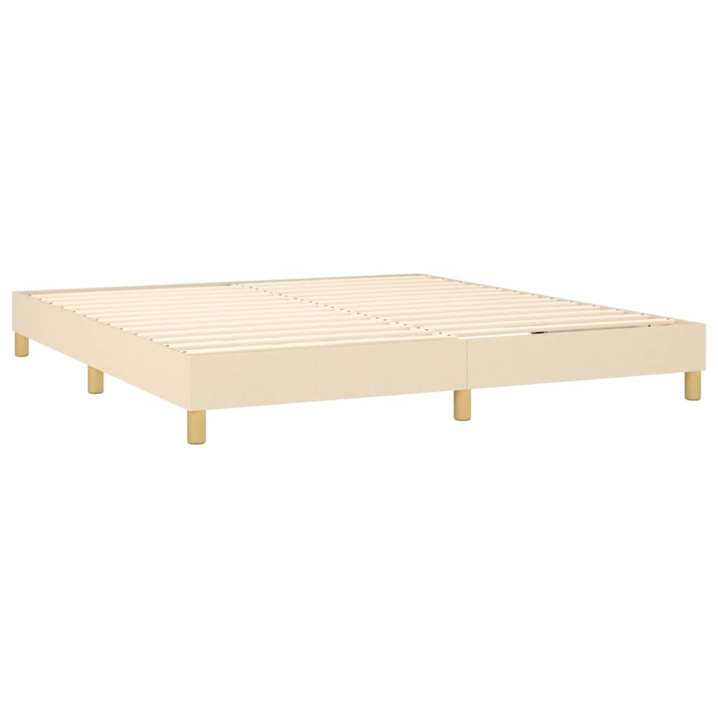 Box spring postelja z vzmetnico LED krem 180x200 cm blago