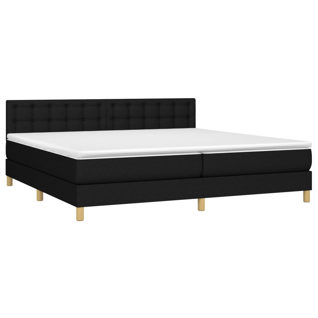 vidaXL Boxspring met matras en LED stof zwart 200x200 cm afbeelding