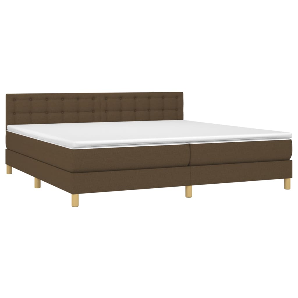 Thumbnail - vidaXL Boxspringbett mit Matratze & LED Dunkelbraun 200x200 cm Stoff