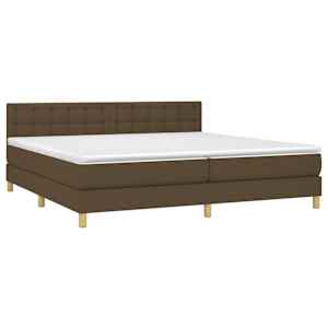 Box spring postel s matrací a LED tmavě hnědá 200x200 cm textil - obrázek 3