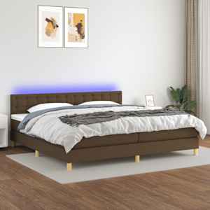 Box spring postel s matrací a LED tmavě hnědá 200x200 cm textil - obrázek 1