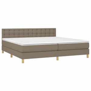 Box spring postel s matrací a LED taupe 200x200 cm textil - obrázek 3