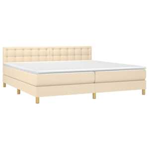 Box spring postel s matrací a LED krémová 200x200 cm textil - obrázek 3
