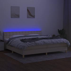 Box spring postel s matrací a LED krémová 200x200 cm textil - obrázek 4