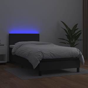 Box spring postel s matrací a LED černá 80 x 200 cm umělá kůže - obrázek 4