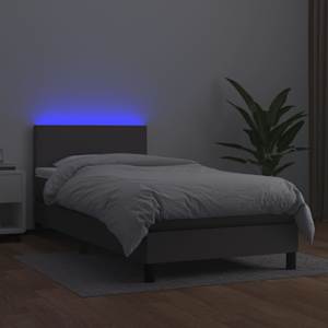 Box spring postel s matrací a LED šedá 80 x 200 cm umělá kůže - obrázek 4