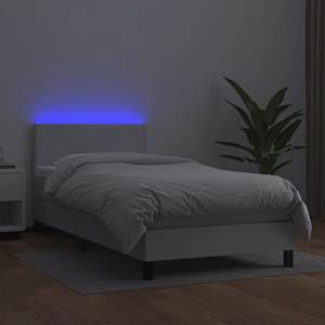 Box spring postel s matrací a LED bílá 90x190 cm umělá kůže - obrázek 4