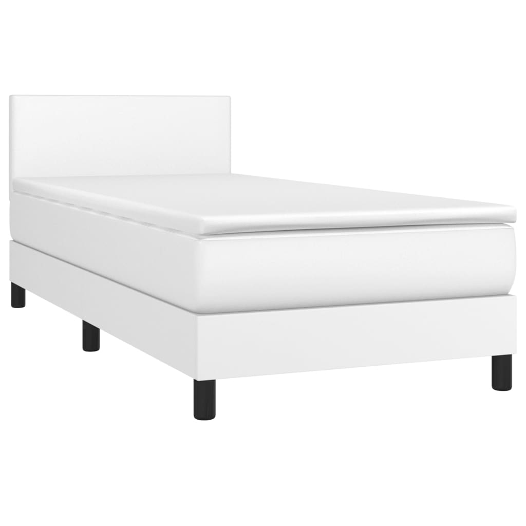  Boxspring posteľ s matracom a LED biela 90x200 cm umelá koža
