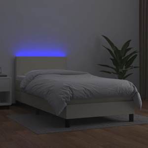 Box spring postel s matrací a LED krémová 100x200 cm umělá kůže - obrázek 4