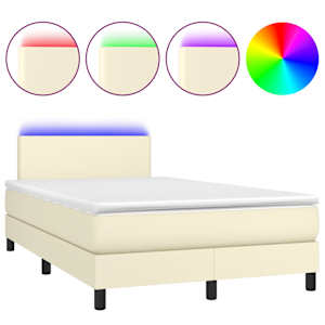 Box spring postel s matrací a LED krémová 120x200 cm umělá kůže - obrázek 2