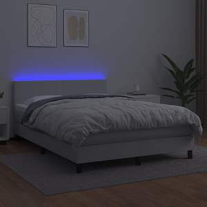 Box spring postel s matrací a LED bílá 140x190 cm umělá kůže - obrázek 4