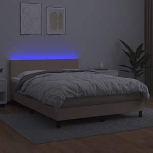 Box spring postel matrace a LED cappuccino 140x190cm umělá kůže - obrázek 4