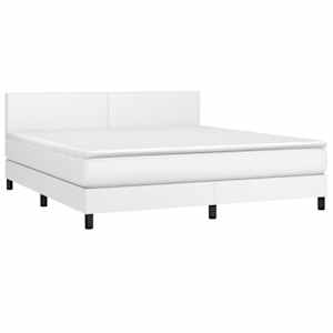 Box spring postel s matrací a LED bílá 160x200 cm umělá kůže - obrázek 3