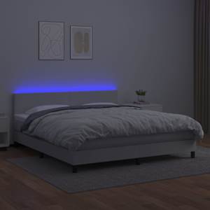 Box spring postel s matrací a LED bílá 160x200 cm umělá kůže - obrázek 4