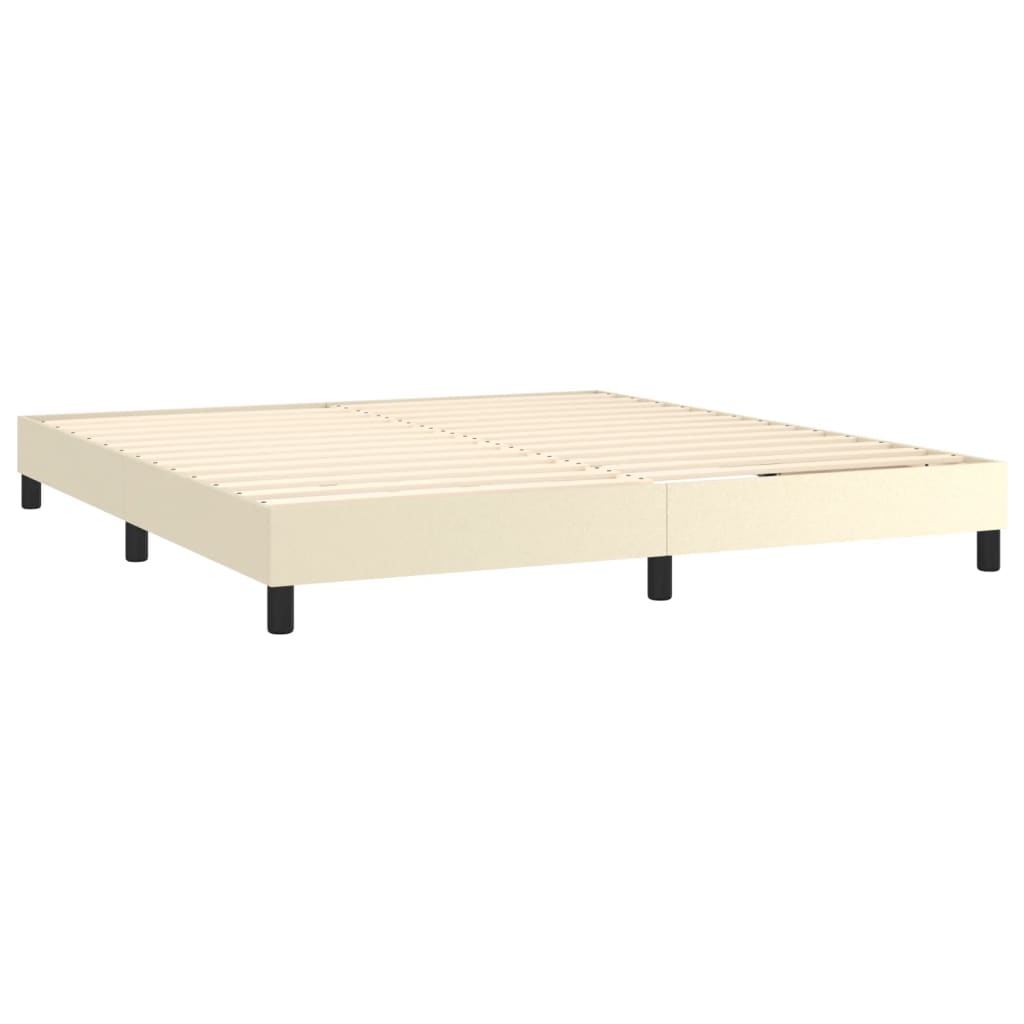 Box spring postel s matrací a LED krémová 160x200 cm umělá kůže 3134113